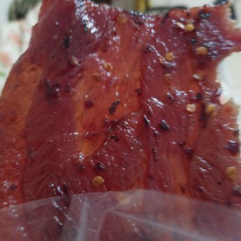 Mei Jan Hong Beef Jerky - a piece of meat wrapped in plastic - Meat Shops Near Me - Richmond, British Columbia Mei Jan Hong Beef Jerky - a piece of meat wrapped in plastic - Meat Shops Near Me - Richmond, British Columbia