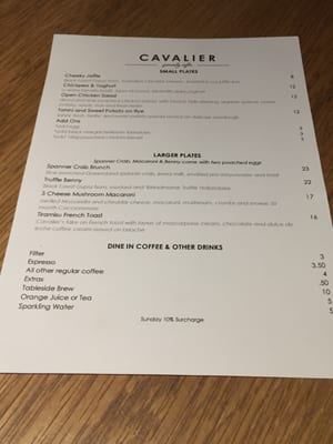 Menu photo 1 Cavalier Specialty Coffee St Leonards, NSW