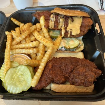 Dave's Hot Chicken - Chicken Dave's #3 1 Tender & 1 Slider w/ Fries - Chicken Shop Near Me - Indianapolis, Indiana Dave's Hot Chicken - Chicken Dave's #3 1 Tender & 1 Slider w/ Fries - Chicken Shop Near Me - Indianapolis, Indiana