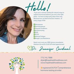 Dr. Jennifer Cardinal - Functional Medicine & Hormone Health - Hello! If you are a woman looking for natural solutions to hormone health - you are in the right place!