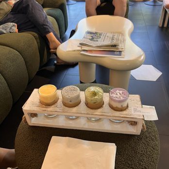Drip Drip Coffeehouse - Coffee flight: salted egg yolk, sesame, matcha Pandan, coconut ube - Coffee & Tea Near Me - Seattle, Washington Drip Drip Coffeehouse - Coffee flight: salted egg yolk, sesame, matcha Pandan, coconut ube - Coffee & Tea Near Me - Seattle, Washington