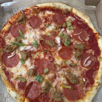 Blaze Pizza - Asked for extra sausage, extra bell peppers, extra onions and got this anorexic pizza - Pizza Near Me - Eastvale, California Blaze Pizza - Asked for extra sausage, extra bell peppers, extra onions and got this anorexic pizza - Pizza Near Me - Eastvale, California