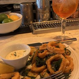 Aperol spritz zucchini with calamari