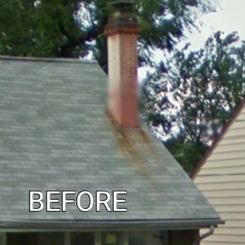 A1 Progressive Construction - Bad staining on the roof due to the metal chimney cover rusting over the years... - Roofing Near Me