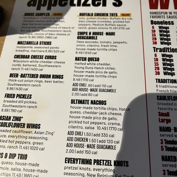 Buffalo Wild Wings - Appetizers Menu 8/2024 - Sports Bars Near Me - Bixby, Oklahoma