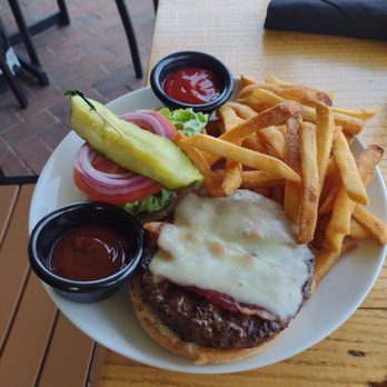 John Wright Restaurant - The foundry burger with fries - New American Near Me - Wrightsville, Pennsylvania John Wright Restaurant - The foundry burger with fries - New American Near Me - Wrightsville, Pennsylvania