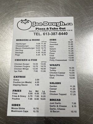 Menu photo 1 Joe Dough Pizza Take Out Seeley's Bay, ON Menu photo 1 Joe Dough Pizza Take Out Seeley's Bay, ON