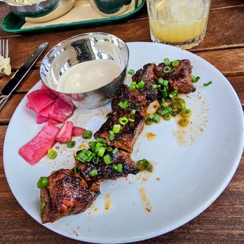 Laser Wolf - Lunch Main- Steak Shishlik/Shashlik.  $46 along with the salatim. Good - Middle Eastern Near Me - Brooklyn, New York