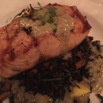 Cafe Santorini - Salmon dish, perfectly cooked, pretty tasty. - Italian Near Me - Pasadena, California