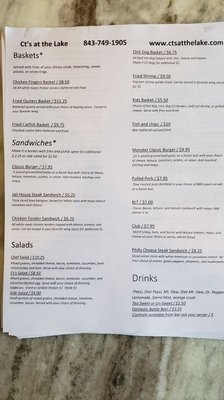 Menu photo 1 CT's at The Lake Bonneau, SC Menu photo 1 CT's at The Lake Bonneau, SC