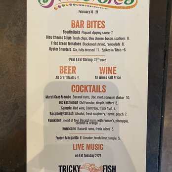 Tricky Fish - Special cocktail menu - Seafood Near Me - Frisco, Texas Tricky Fish - Special cocktail menu - Seafood Near Me - Frisco, Texas