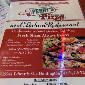 Perry's Pizza - The menu. - Pizza Near Me - Huntington Beach, California