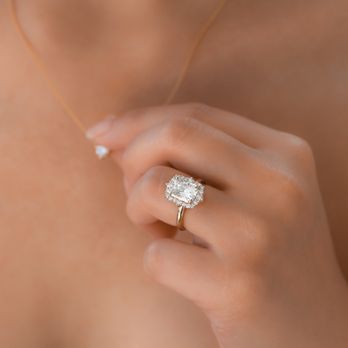 Kobelli - Raina - Radiant Moissanite with Lab-Grown Diamond Halo Engagement Ring from our August collection by Kobelli - Jewelry Near Me - Los Angeles, California