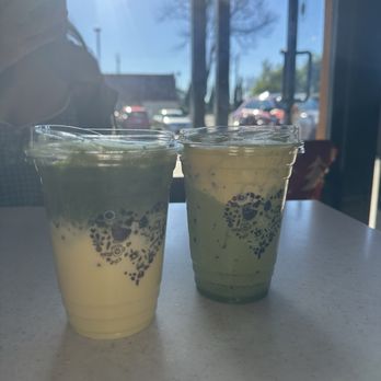Phin Cafe - Corn matcha (left), egg matcha (right) - Coffee & Tea Near Me - Fremont, California Phin Cafe - Corn matcha (left), egg matcha (right) - Coffee & Tea Near Me - Fremont, California