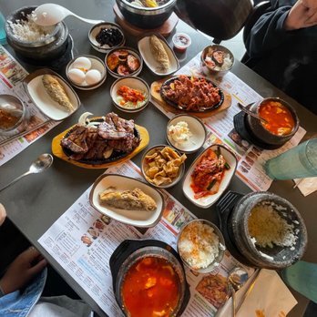 BCD Tofu House - C7. Hot Stone Bibimbap E1. Galbi E4. Spicy Pork Bulgogi - Korean Near Me - Irvine, California