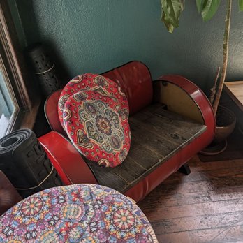 Republic Kitchen+Taphouse - Cool idea. Turning a 50 gallon drum into a seating option. - New American Near Me - Post Falls, Idaho Republic Kitchen+Taphouse - Cool idea. Turning a 50 gallon drum into a seating option. - New American Near Me - Post Falls, Idaho