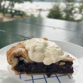 Abel's Lobster - Blueberry pie with homemade whipped cream. So good! - Seafood Near Me - Mount Desert, Maine
