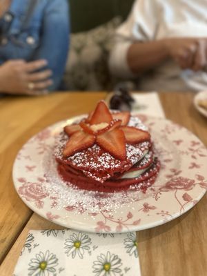 Photo of Café Bastille - Miami - Miami, FL, US. Red Velvet Pancakes