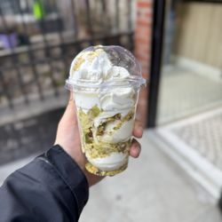 Crepes Haven - Pistachio Cup - vanilla ice cream, pistachios, pistachio butter, drizzled with white chocolate
