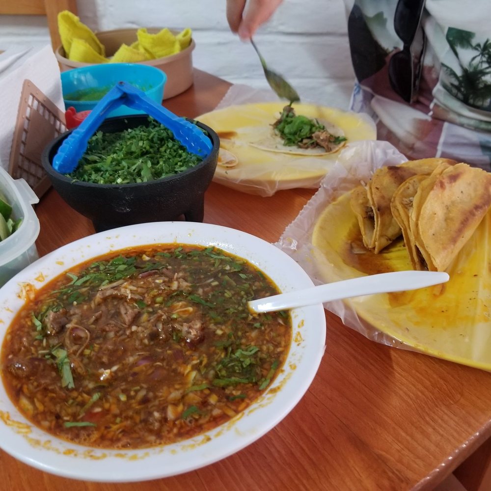 Goat stew (birria de chiva) and crispy tacos. Goat stew (birria de chiva) and crispy tacos.