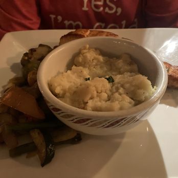 Le Rustique - Salmons hidden behind the mashed potatoes and roast veggies - Canadian (New) Near Me - Lac-Supérieur, Quebec Le Rustique - Salmons hidden behind the mashed potatoes and roast veggies - Canadian (New) Near Me - Lac-Supérieur, Quebec