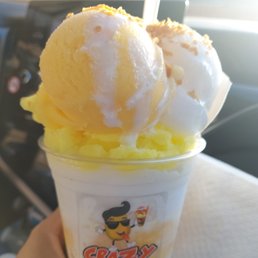 coconut, mango, and shaved coconut with fruit filling coconut, mango, and shaved coconut with fruit filling