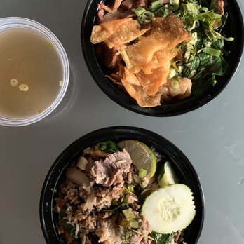 DAKZEN - Ba Mee Moo Dang (top) and Street Fried Rice with beef (+$2) (bottom) - Thai Near Me - Somerville, Massachusetts
