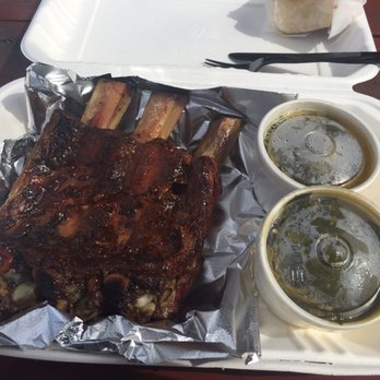 Commonwealth BBQ - The Texas beef ribs with collard greens. - Barbeque Near Me - Wrentham, Massachusetts
