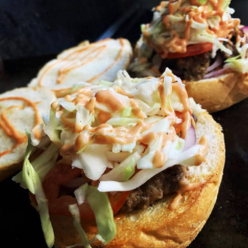 Jacqueline's Café - two burgers with coleslaw - Dominican Near Me - Waterbury, Connecticut Jacqueline's Café - two burgers with coleslaw - Dominican Near Me - Waterbury, Connecticut