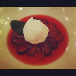 Plum soup with yogurt ice cream Plum soup with yogurt ice cream