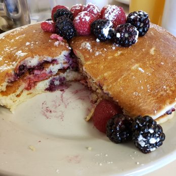 Katrina's Cafe - the fresh plump berries nestled inside the fluffy cakes!! - Breakfast & Brunch Near Me - Auburn, California