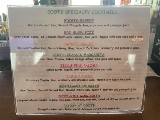 Menu photo 5 Coot's Bar & Grill Edisto Island, SC Menu photo 5 Coot's Bar & Grill Edisto Island, SC