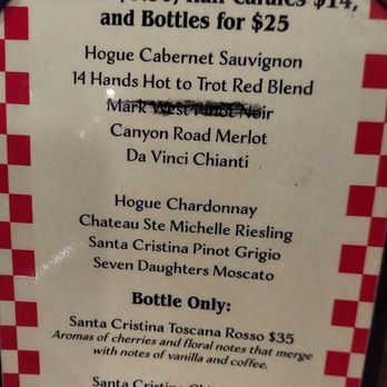 Ferraro's - Table menu card - Italian Near Me - Spokane, Washington