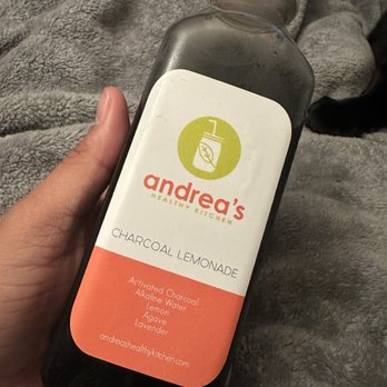 Andrea's Healthy Kitchen - Charcoal lemonade Activated charcoal,alkaline water,lemon,agave, and lavender - Juice Bars & Smoothies Near Me - El Monte, California Andrea's Healthy Kitchen - Charcoal lemonade Activated charcoal,alkaline water,lemon,agave, and lavender - Juice Bars & Smoothies Near Me - El Monte, California