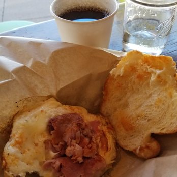 The Goods - Breakfast sandwich with ham and a coffee - Juice Bars & Smoothies Near Me - Portsmouth, New Hampshire