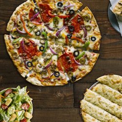 Pie Five Pizza - Pizza with salad and brownie