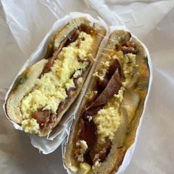 Evergreen Coffee - Bacon egg and cheese on jalepeno bagel - Breakfast & Brunch Near Me - San Jose, California
