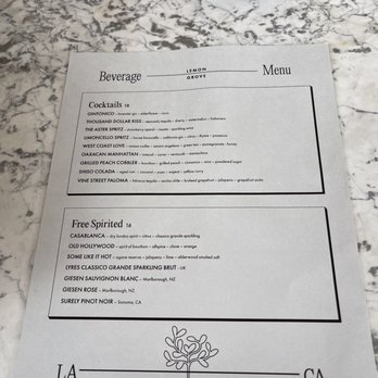 Lemon Grove - Beverage menu - Cocktail Bars Near Me - Los Angeles, California