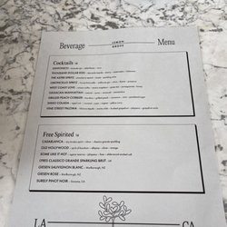 Beverage menu