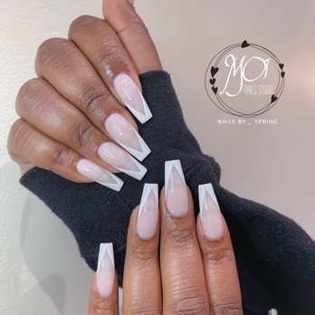 MOI Nails Studio - V french tip and Gel-X Follow Nailsby_spring for more nail design ideas - Nail Salons Near Me - Los Angeles, California MOI Nails Studio - V french tip and Gel-X Follow Nailsby_spring for more nail design ideas - Nail Salons Near Me - Los Angeles, California