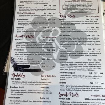 Rosini Vineyards - Menu - Wine Tasting Room Near Me - Rockwall, Texas