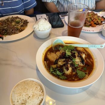 Etang Asian Bistro - Boiled fish filet, cashew chicken, and black pepper beef. - Asian Fusion Near Me - Pooler, Georgia