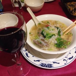 Beef pho with local red wine. Beef pho with local red wine.