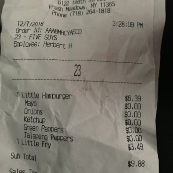 Five Guys - Burgers Near Me - Fresh Meadows, New York