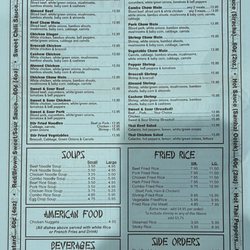 Fortune Cookie Oriental Restaurant - Menu back