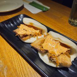 Tawara Japanese Restaurant - PORK BELL BUNS. This is a life changing appetizer, a must buy, and wort the trip just for this.