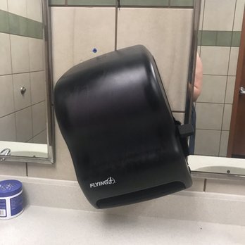 Flying J Travel Center - Several faucets had no water and this paper towel dispenser was hanging sideways. - Convenience Stores Near Me - Midway, Florida Flying J Travel Center - Several faucets had no water and this paper towel dispenser was hanging sideways. - Convenience Stores Near Me - Midway, Florida