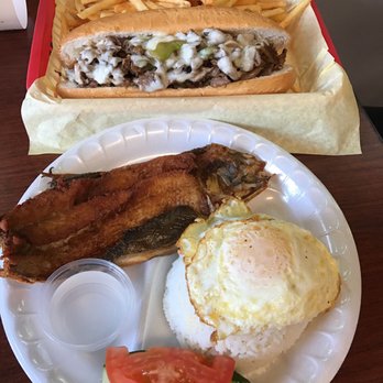 Art Alkobar Grill - Small Philly Deluxe and Bangsilog (fried milkfish) plate. Yummmmmmmmm! - Sandwiches Near Me - Indio, California