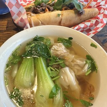 Pho Viet & Seafood - Banh Mi along with a Wonton Soup. Both were amazing. - Vietnamese Near Me - Sugar Land, Texas Pho Viet & Seafood - Banh Mi along with a Wonton Soup. Both were amazing. - Vietnamese Near Me - Sugar Land, Texas