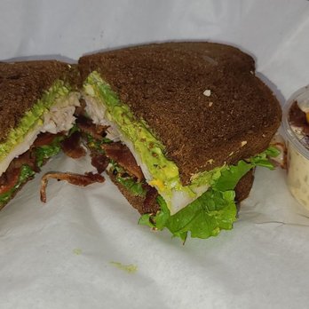 Tina's Too! - Turkey, Bacon, Avocado with Cheddar Cheese & Potato Salad - Delis Near Me - Escondido, California Tina's Too! - Turkey, Bacon, Avocado with Cheddar Cheese & Potato Salad - Delis Near Me - Escondido, California